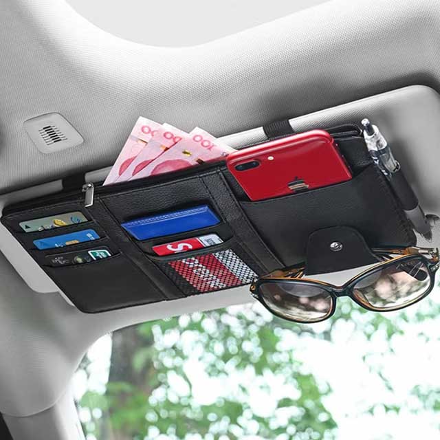 Car Sun Visor Organizer – Multi-Function Storage Holder for Bills, Pens, Cards, CDs, DVDs & Sunglasses | Auto Interior Accessory