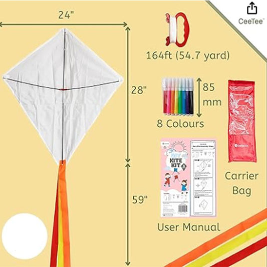 CeeTee Kids Kite Kit – DIY Build &amp; Fly Kite for Creative Outdoor Fun &amp; Beach Games