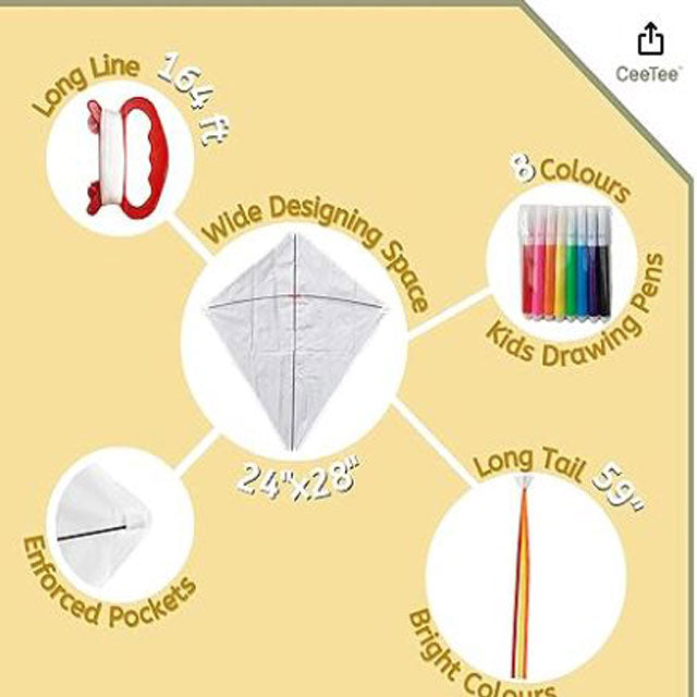 CeeTee Kids Kite Kit – DIY Build &amp; Fly Kite for Creative Outdoor Fun &amp; Beach Games