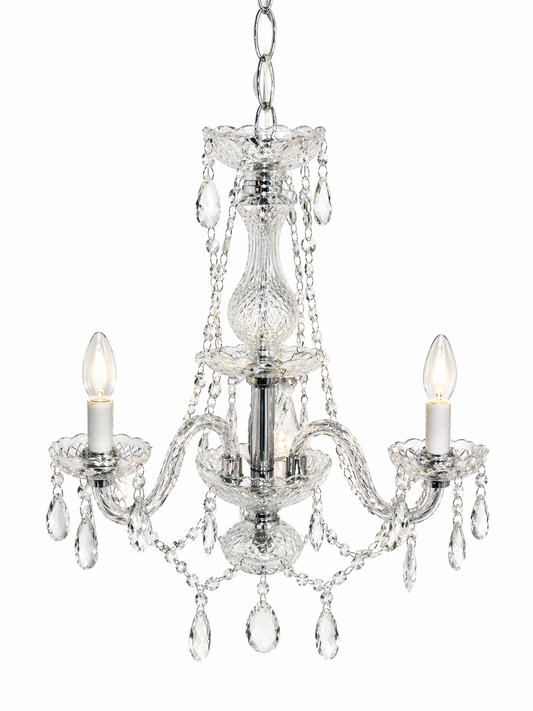 Elegant Crystal Chandelier with Hanging Droplets – 3-Light Modern Decorative Ceiling Light