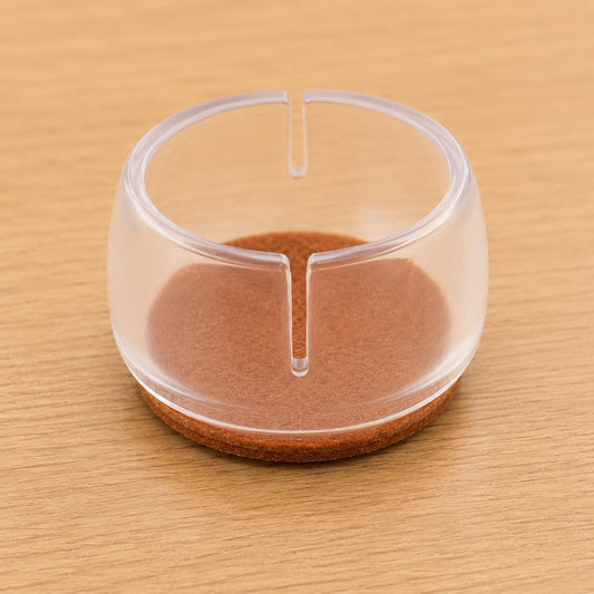4PCS Silicone Chair Leg Floor Protectors – Transparent Round Furniture Leg Caps with Felt Pads for Chairs & Tables