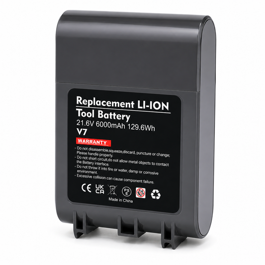 Replacement Li-Ion Battery for Dyson V7 Vacuum Cleaner – 21.6V 6000mAh 129.6Wh Rechargeable Lithium-Ion Battery Pack