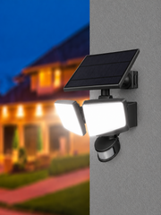 Livarno Home Solar LED Floodlight – Dual Adjustable Outdoor Security Light with Motion Sensor & Solar Panel – Black