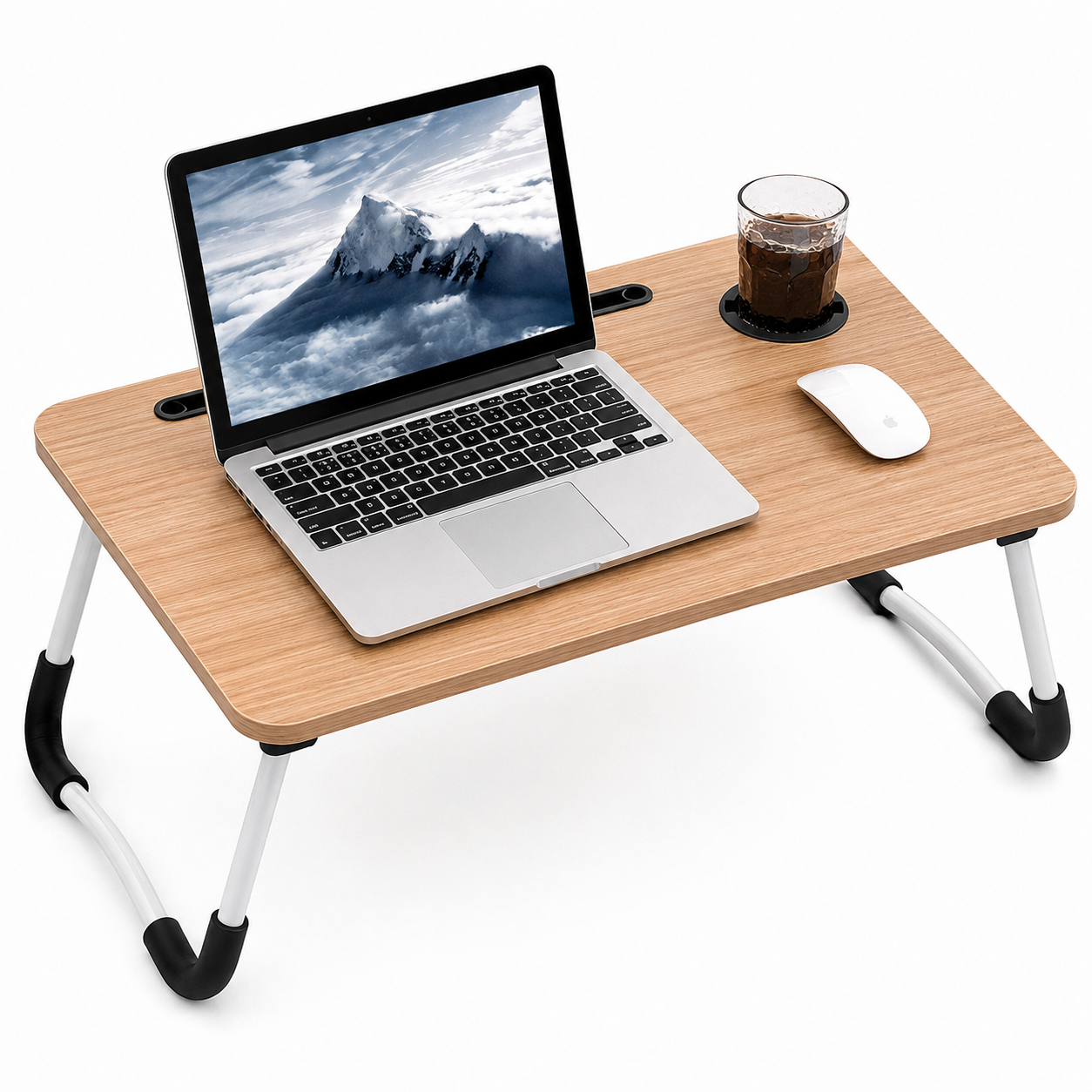 Portable Foldable Laptop Desk with Tablet Slot & Cup Holder – Multipurpose Bed Table for Laptop, Study & Work
