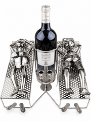 Metal Couple Wine Bottle Holder – Romantic Reclining Figurine Wine Rack & Tabletop Display Stand