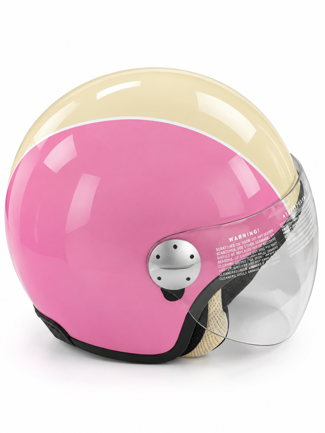 BYE Roger Metal Pink Open-Face Helmet with Clear Visor – Stylish Scooter & Motorcycle Helmet