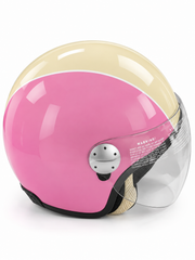 BYE Roger Metal Pink Open-Face Helmet with Clear Visor – Stylish Scooter & Motorcycle Helmet