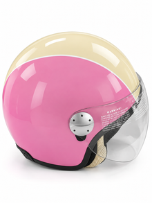BYE Roger Metal Pink Open-Face Helmet with Clear Visor – Stylish Scooter & Motorcycle Helmet