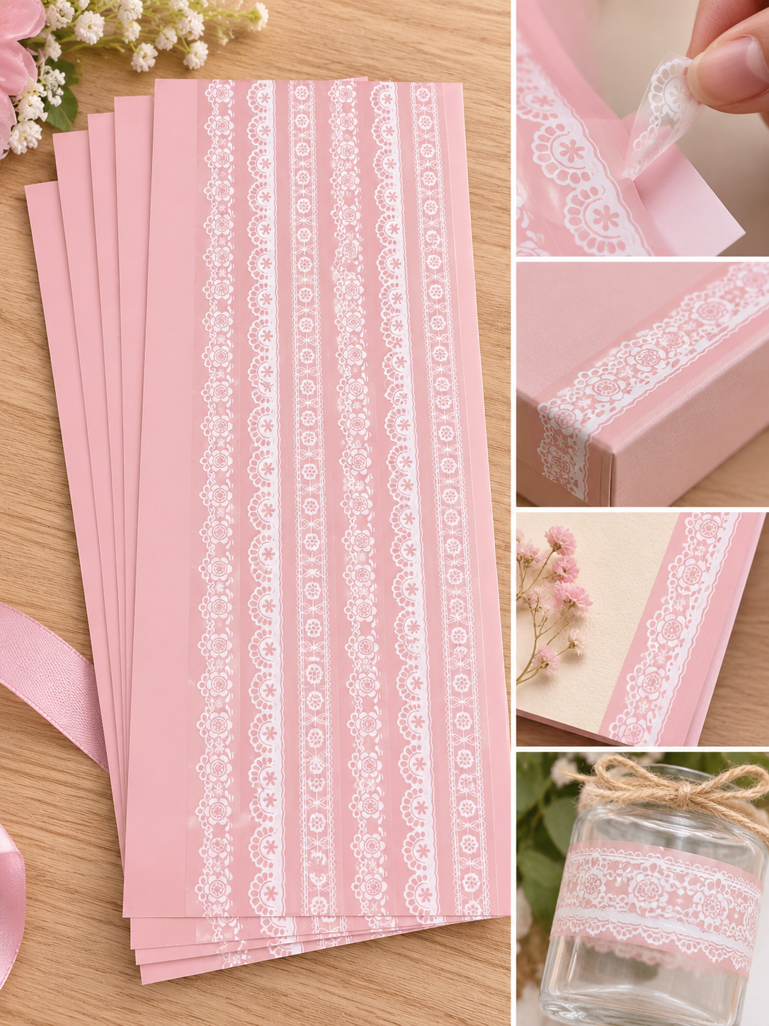 Self-Adhesive Lace Border Stickers – Decorative Floral Lace Trim for Crafts, Gifts & DIY Projects