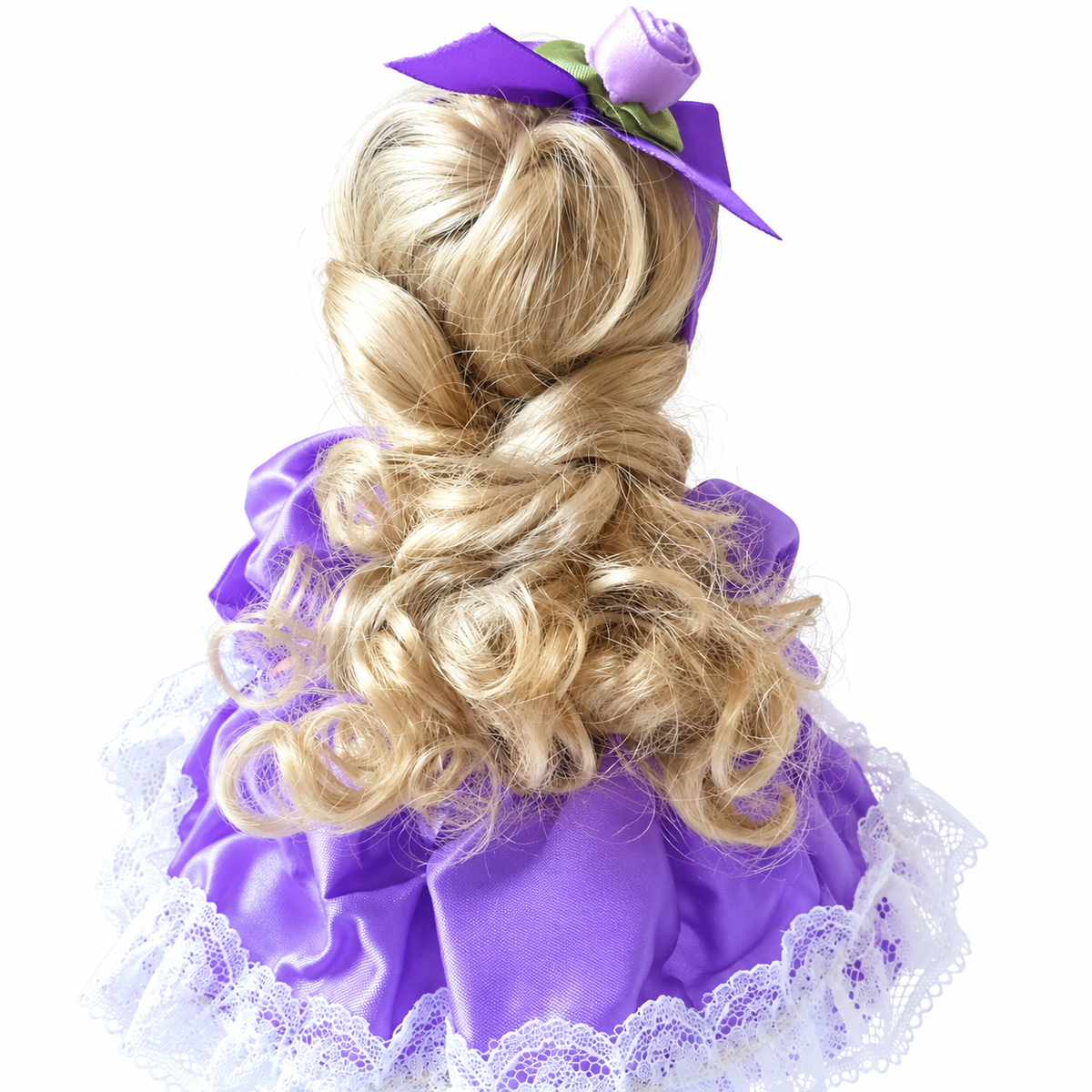 The Little Jewel Collection February Birthday Porcelain Doll – 11" Purple Satin Dress with Bows & Shoes