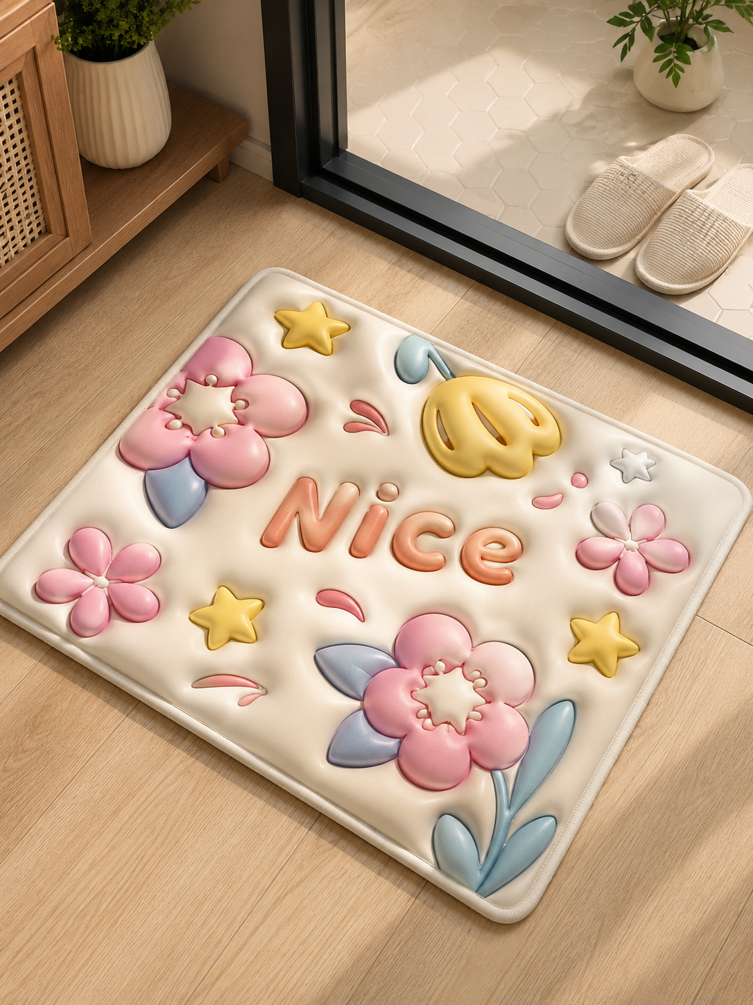 Tapis de sol 3D absorbant l'eau de qualité supérieure 60 × 40 cm – Tapis antidérapant à séchage rapide pour salle de bain, cuisine et entrée