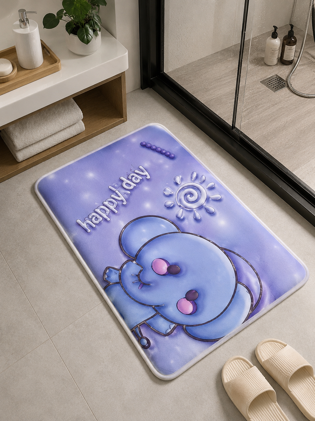 Tapis de sol 3D absorbant l'eau de qualité supérieure 60 × 40 cm – Tapis antidérapant à séchage rapide pour salle de bain, cuisine et entrée