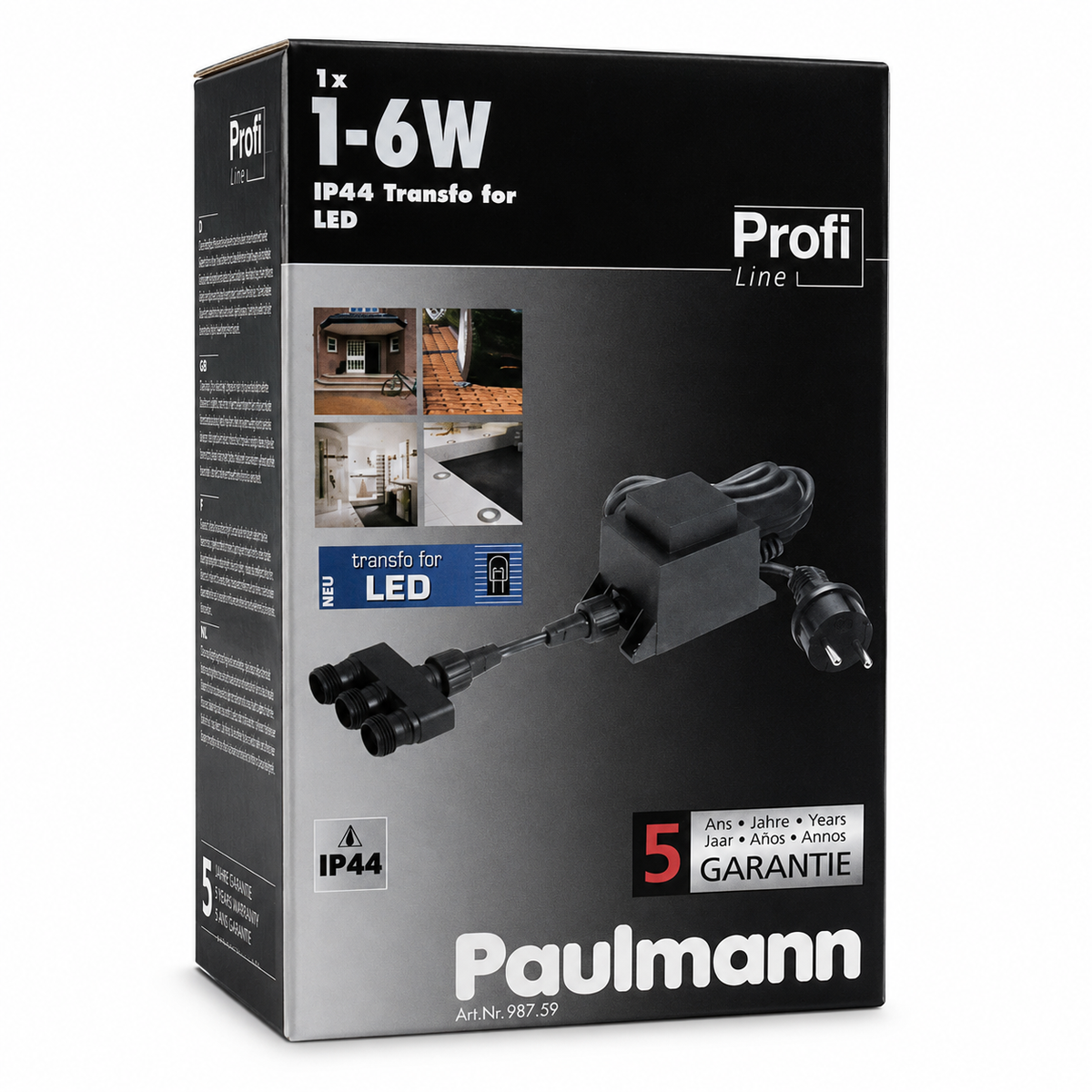 Paulmann 987.59 IP44 LED Transformer 1–6W – Outdoor LED Power Supply with 3-Way Connector