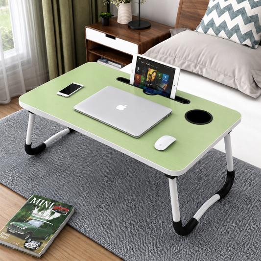Portable Foldable Laptop Desk with Tablet Slot & Cup Holder – Multipurpose Bed Table for Laptop, Study & Work