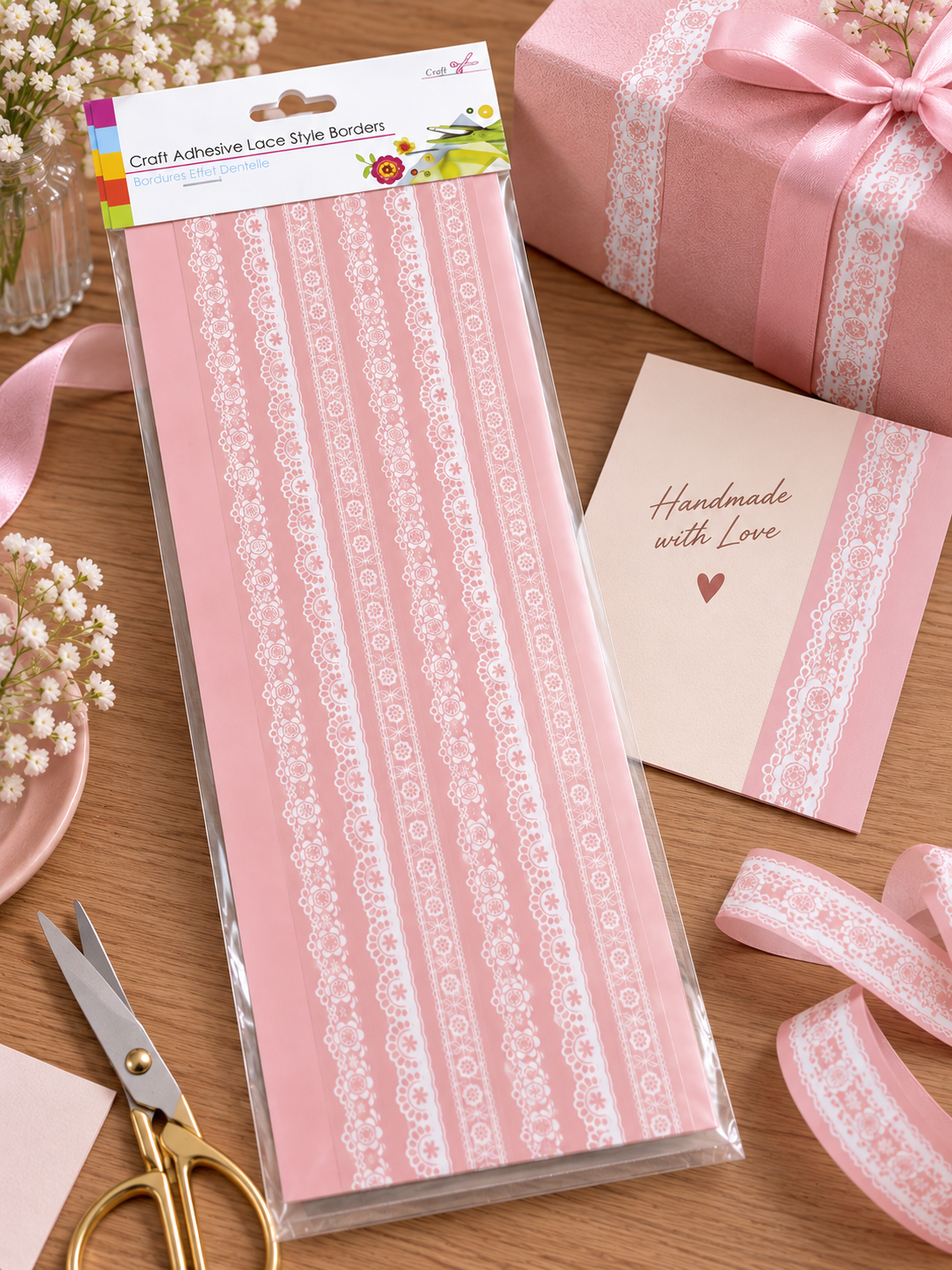Self-Adhesive Lace Border Stickers – Decorative Floral Lace Trim for Crafts, Gifts & DIY Projects