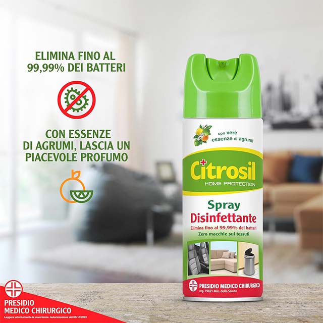 Citrosil Home Protection - Disinfectant Spray with Real Citrus Essences for Multipurpose Surfaces - Eliminates Up to 99.9% of Bacteria - 300 ml