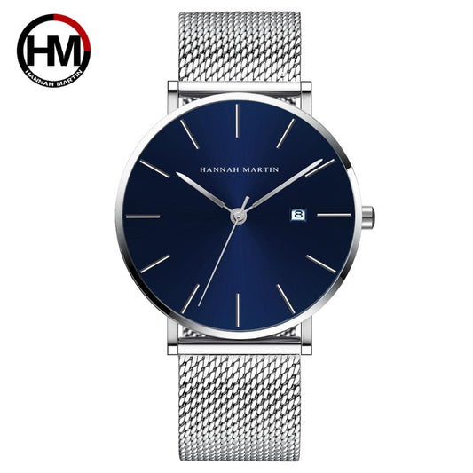 Classic Bauhaus Design Men Watch Dark Blue Japan Quartz Waterproof Stainless Steel Fashion Business Calendar Ultra 1