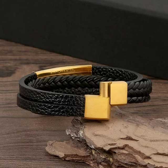 Classic Men's Leather Bracelet – Handwoven Multi-Layer Braided Strap | Fashion Jewelry Accessory for Men