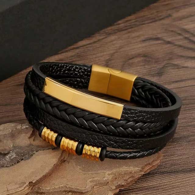 Classic Men's Leather Bracelet – Handwoven Multi-Layer Braided Strap | Fashion Jewelry Accessory for Men