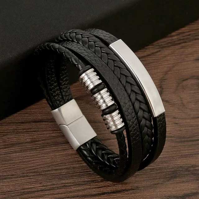 Classic Men's Leather Bracelet – Handwoven Multi-Layer Braided Strap | Fashion Jewelry Accessory for Men