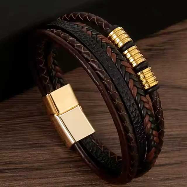 Classic Men's Leather Bracelet – Handwoven Multi-Layer Braided Strap | Fashion Jewelry Accessory for Men