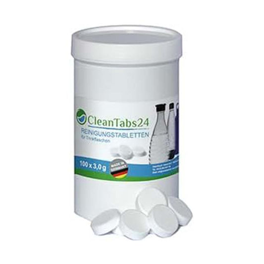 CleanTabs24 Water Bottle Cleaner Tablets 100 x 3g – Ideal for SodaStream, Glass &amp; PET Bottles