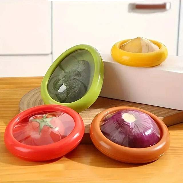 Clear Fruit & Vegetable Crisper Set – 1/4PCS Airtight Storage Containers for Avocado, Onion & More – Reusable, Freezer-Safe, Kitchen Organizer & Food Keeper