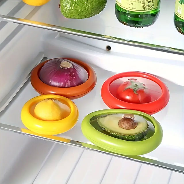 Clear Fruit & Vegetable Crisper Set – 1/4PCS Airtight Storage Containers for Avocado, Onion & More – Reusable, Freezer-Safe, Kitchen Organizer & Food Keeper