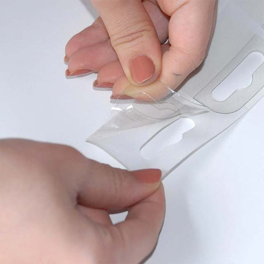 Clear Self-Adhesive Hanger Tabs Roll – Premium Sticky Plastic Tabs for Effortless Closet Organization
