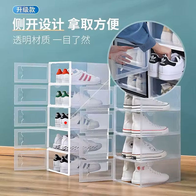 Clear Stackable Shoe Storage Box – Drawer-Style Plastic Organizer, Transparent Shoe Rack & Cabinet for Sneakers & Heels