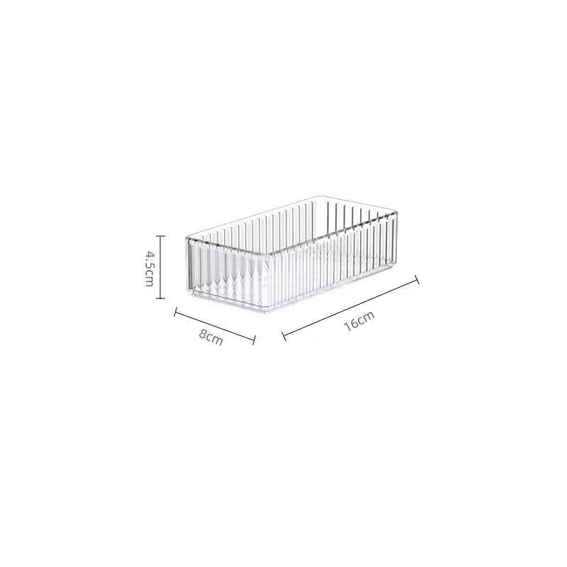 Clear Acrylic Drawer Organizer Set – Stackable Transparent Storage Bins for Office, Bathroom, and Kitchen – Eco-Friendly Reusable Makeup & Gadget Dividers – Multi-Size Sundries Organizer
