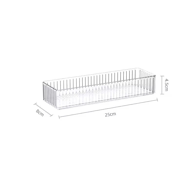 Clear Acrylic Drawer Organizer Set – Stackable Transparent Storage Bins for Office, Bathroom, and Kitchen – Eco-Friendly Reusable Makeup & Gadget Dividers – Multi-Size Sundries Organizer