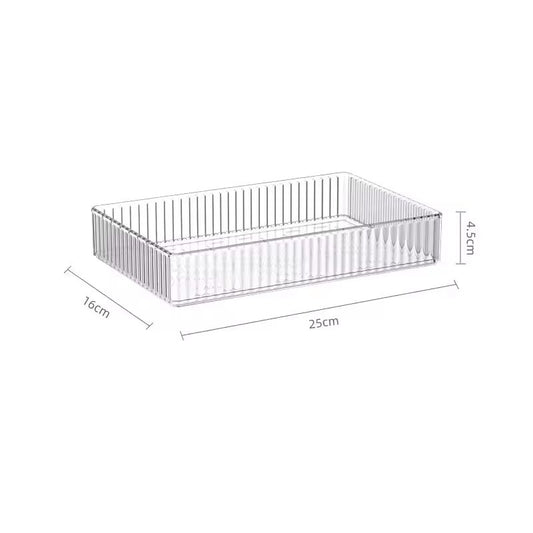 Clear Acrylic Drawer Organizer Set – Stackable Transparent Storage Bins for Office, Bathroom, and Kitchen – Eco-Friendly Reusable Makeup & Gadget Dividers – Multi-Size Sundries Organizer