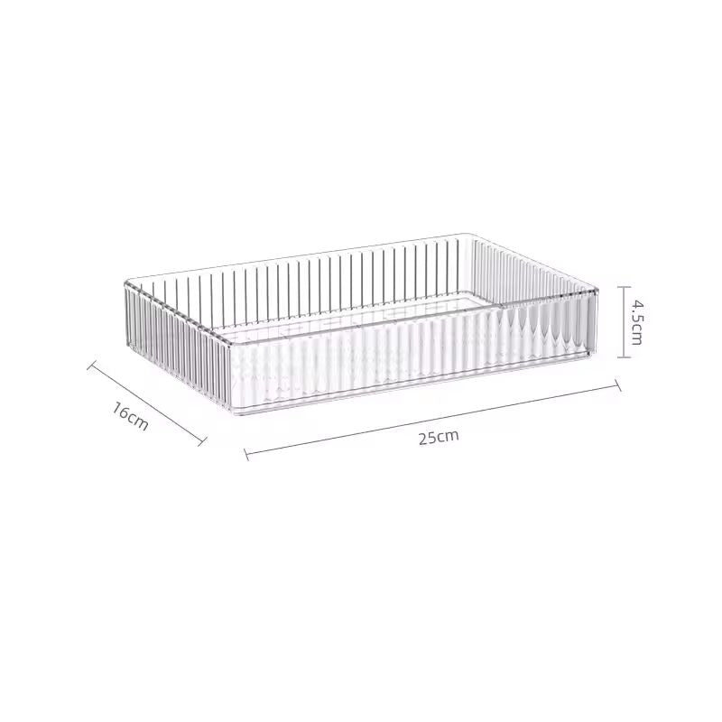 Clear Acrylic Drawer Organizer Set – Stackable Transparent Storage Bins for Office, Bathroom, and Kitchen – Eco-Friendly Reusable Makeup & Gadget Dividers – Multi-Size Sundries Organizer