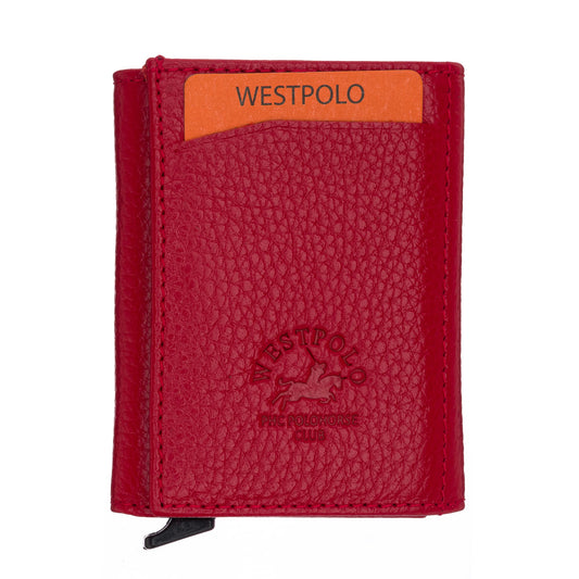Porte-cartes Westpolo Safari grand format, portefeuille unisexe en cuir véritable à mécanisme (5550) 