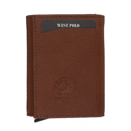 Porte-cartes Westpolo Safari grand format, portefeuille unisexe en cuir véritable à mécanisme (5550) 