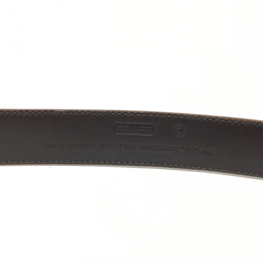 Coach Handcrafted Leather Belt – Tan Dress Belt with Brass Buckle, Size L