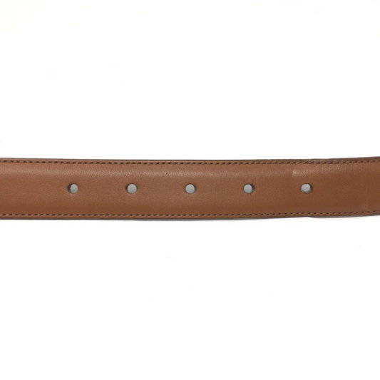 Coach Handcrafted Leather Belt  – Tan Dress Belt with Brass Buckle, Size L