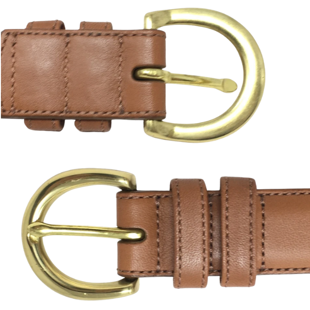 Coach Handcrafted Leather Belt – Tan Dress Belt with Brass Buckle, Size L