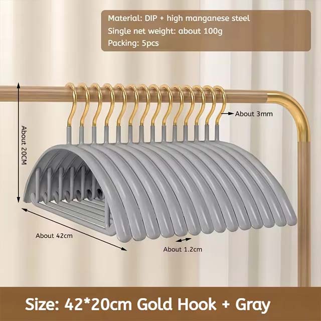 Impregnated Semi-round Coat Hanger Seamless Storage Thick Clothes Brace Non-slip Stainless Steel Clothes Hanging Adult