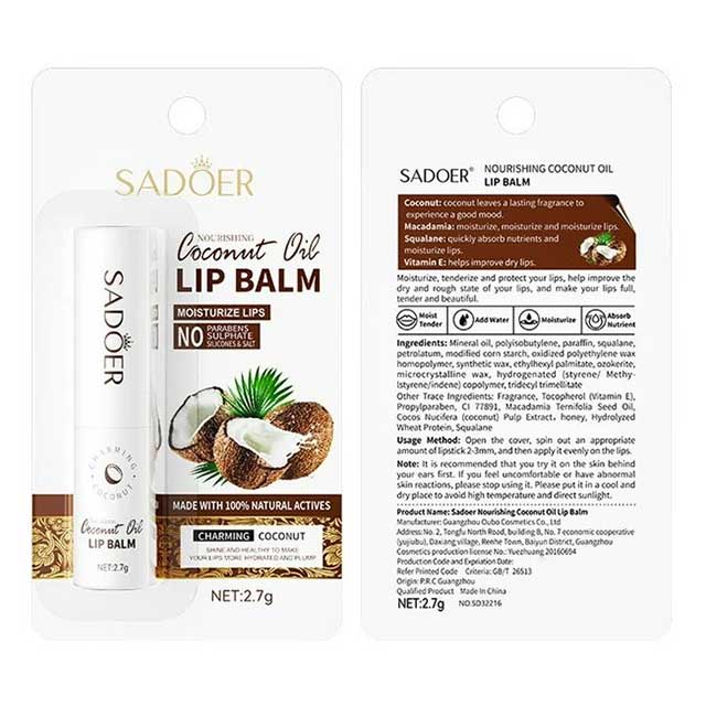 Coconut Lip Balm Stick – Hydrating & Nourishing Lip Moisturizer | Long-Lasting Lip Care for Dry & Chapped Lips | Repairing Cosmetic Lip Treatment