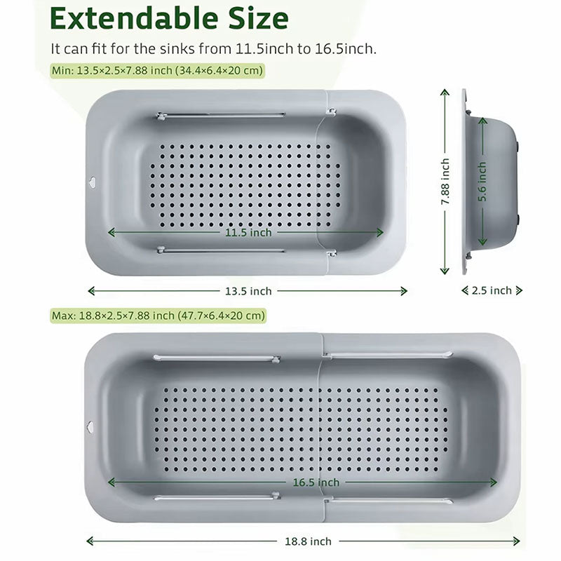Collapsible Over the Sink Colander | Expandable Kitchen Strainer Basket for Pasta, Fruits, and Vegetables