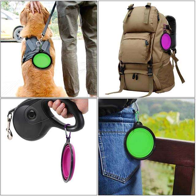 Gamelle pliable pour chien en silicone orange de 350 ml – Bol portable avec couvercle et mousqueton pour l'eau et la nourriture des animaux, idéal pour les voyages, le camping et les promenades