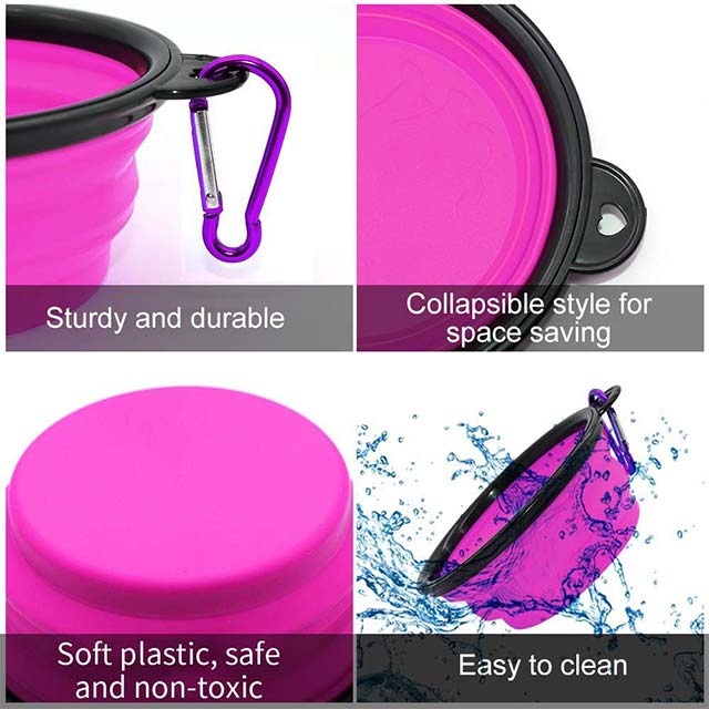 Gamelle pliable pour chien en silicone orange de 350 ml – Bol portable avec couvercle et mousqueton pour l'eau et la nourriture des animaux, idéal pour les voyages, le camping et les promenades