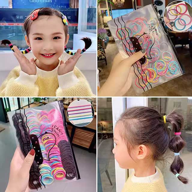 Colorful Elastic Nylon Hair Bands for Girls – High-Quality Kids Hair Accessories & Headdress | 200/300/500 Pcs Rubber Bands Pack