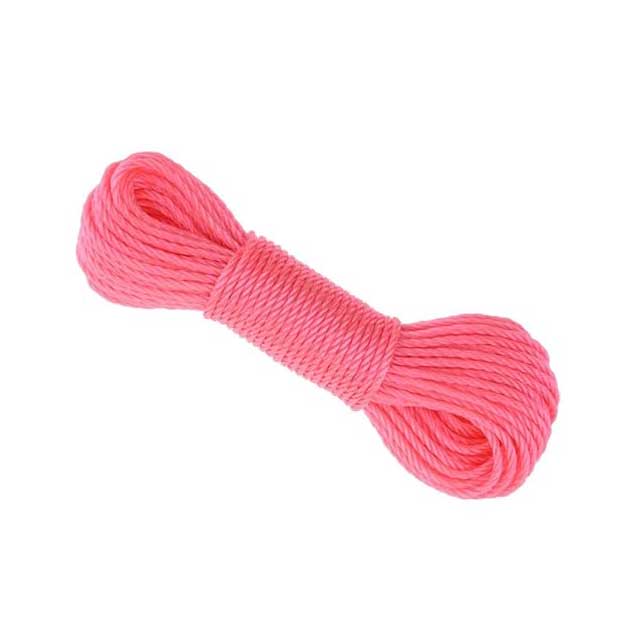 Colorful Nylon Braided Laundry Rope – Durable Outdoor Clothesline for Camping, Gardening &amp; More (4 Pink, 1 Green)