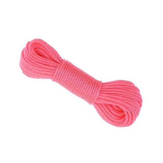 Colorful Nylon Braided Laundry Rope – Durable Outdoor Clothesline for Camping, Gardening &amp; More (4 Pink, 1 Green)