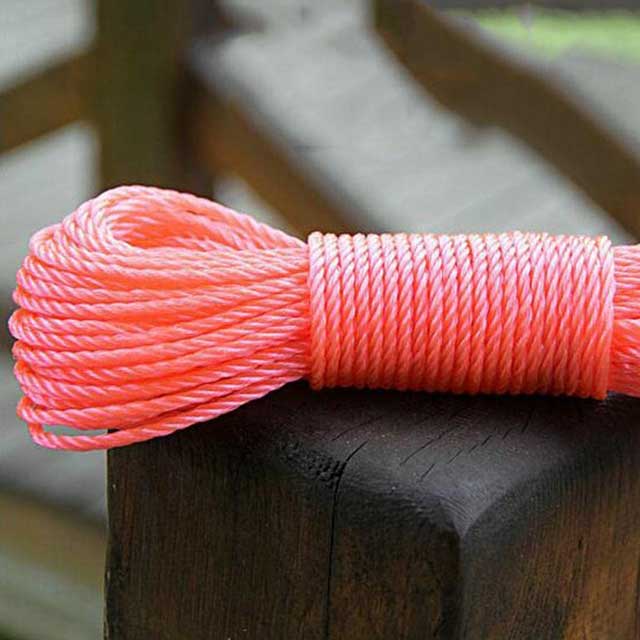 Colorful Nylon Braided Laundry Rope – Durable Outdoor Clothesline for Camping, Gardening &amp; More (4 Pink, 1 Green)