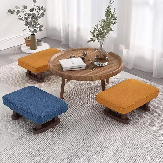 Colorful Small Wooden Stool – Square Footrest Seat with Non-Slip Pad for Living Room & Hallway