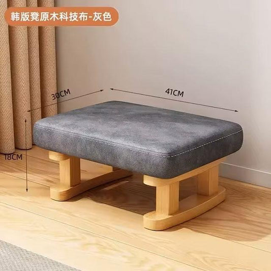Colorful Small Wooden Stool – Square Footrest Seat with Non-Slip Pad for Living Room & Hallway